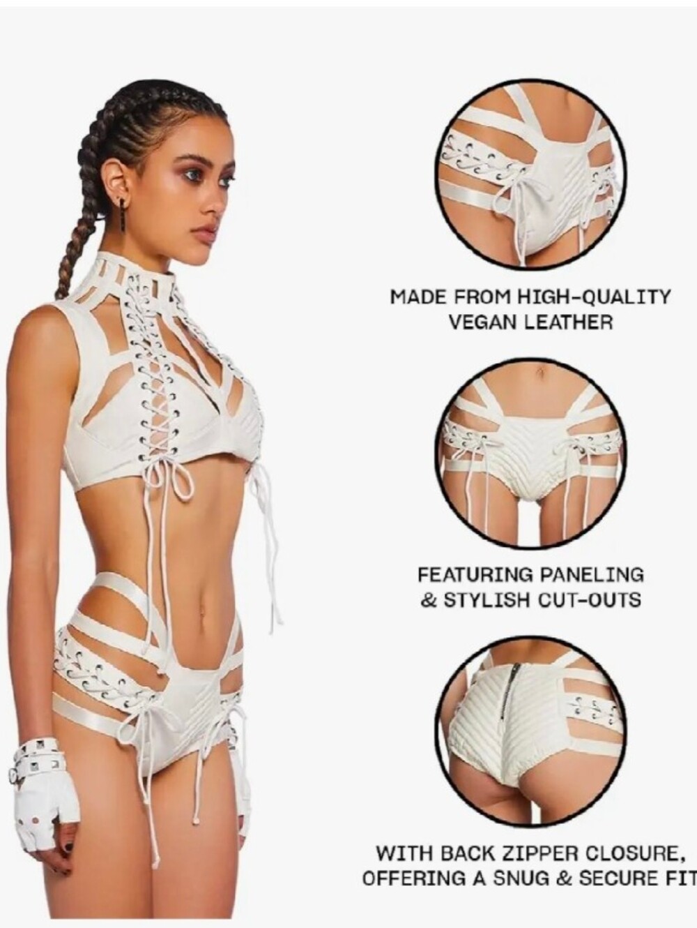 Dolls Kill Rude Awakening Lace-Up harness Shorts by Club Exx - Picture 13 of 14